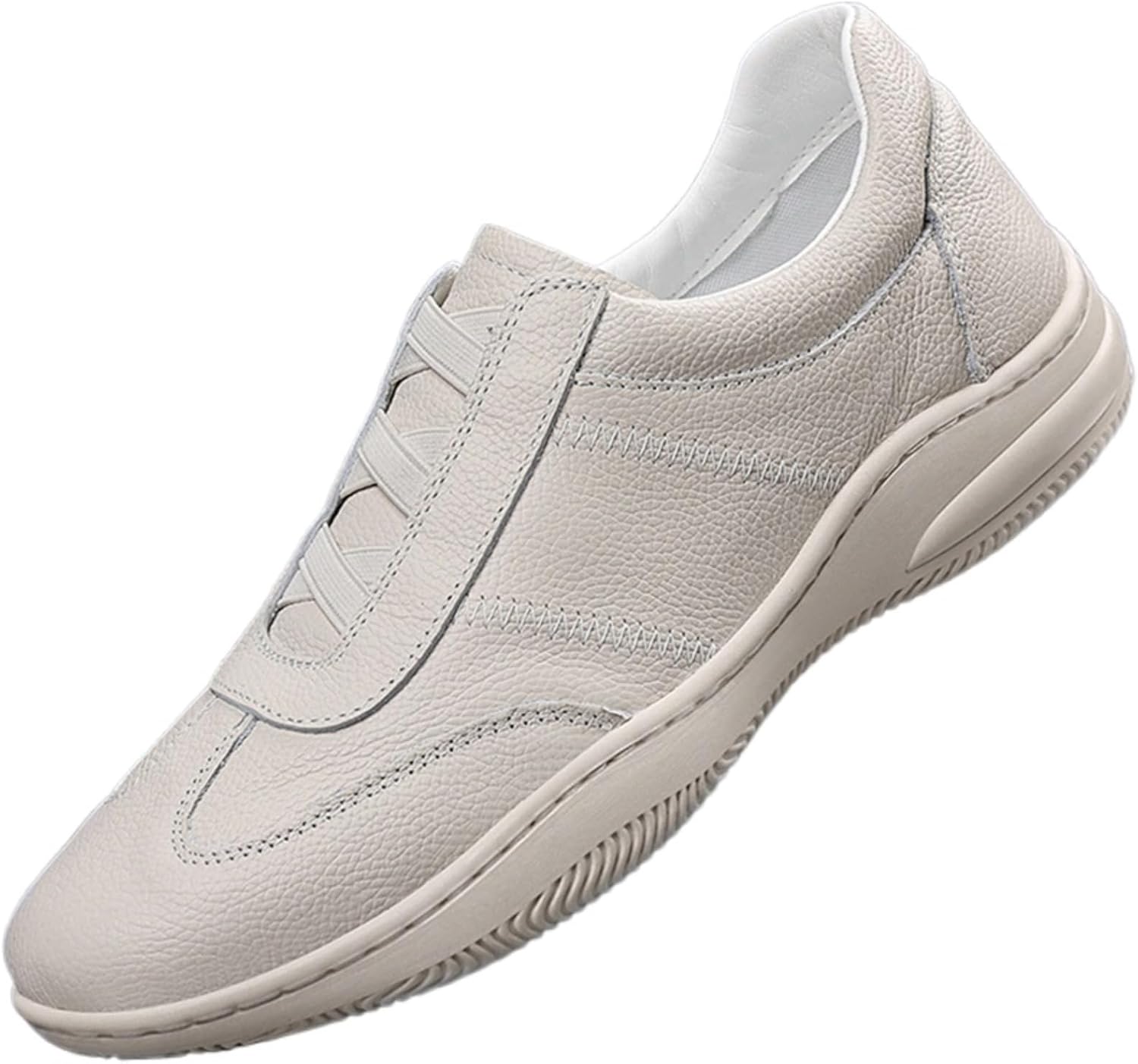 

Мужские легкие кожаные слипоны QKLMWES, модные кроссовки низкие, комфортные для повседневной носки, прогулок, тренировок, ретро-атлетические теннисные обувь, бежевый