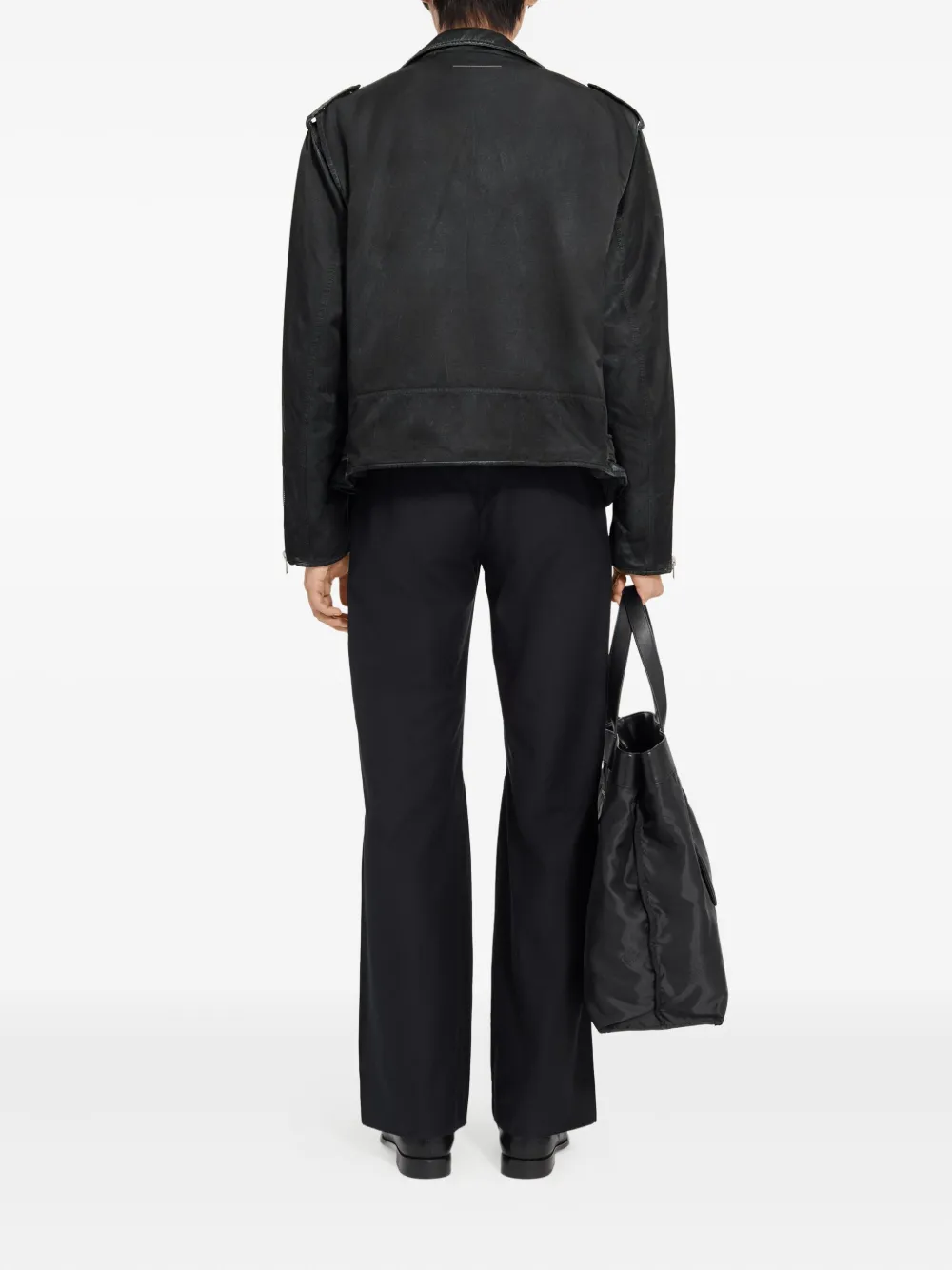 Байкерская куртка с косой молнией MM6 Maison Margiela, черный — фото 4