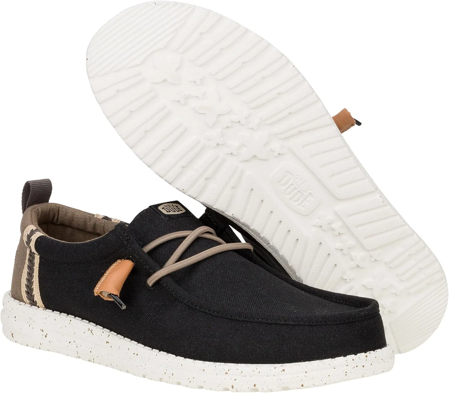 Мужские лоферы HEYDUDE Wally Craft Linen Slip-On, Black/Walnut — фото 4