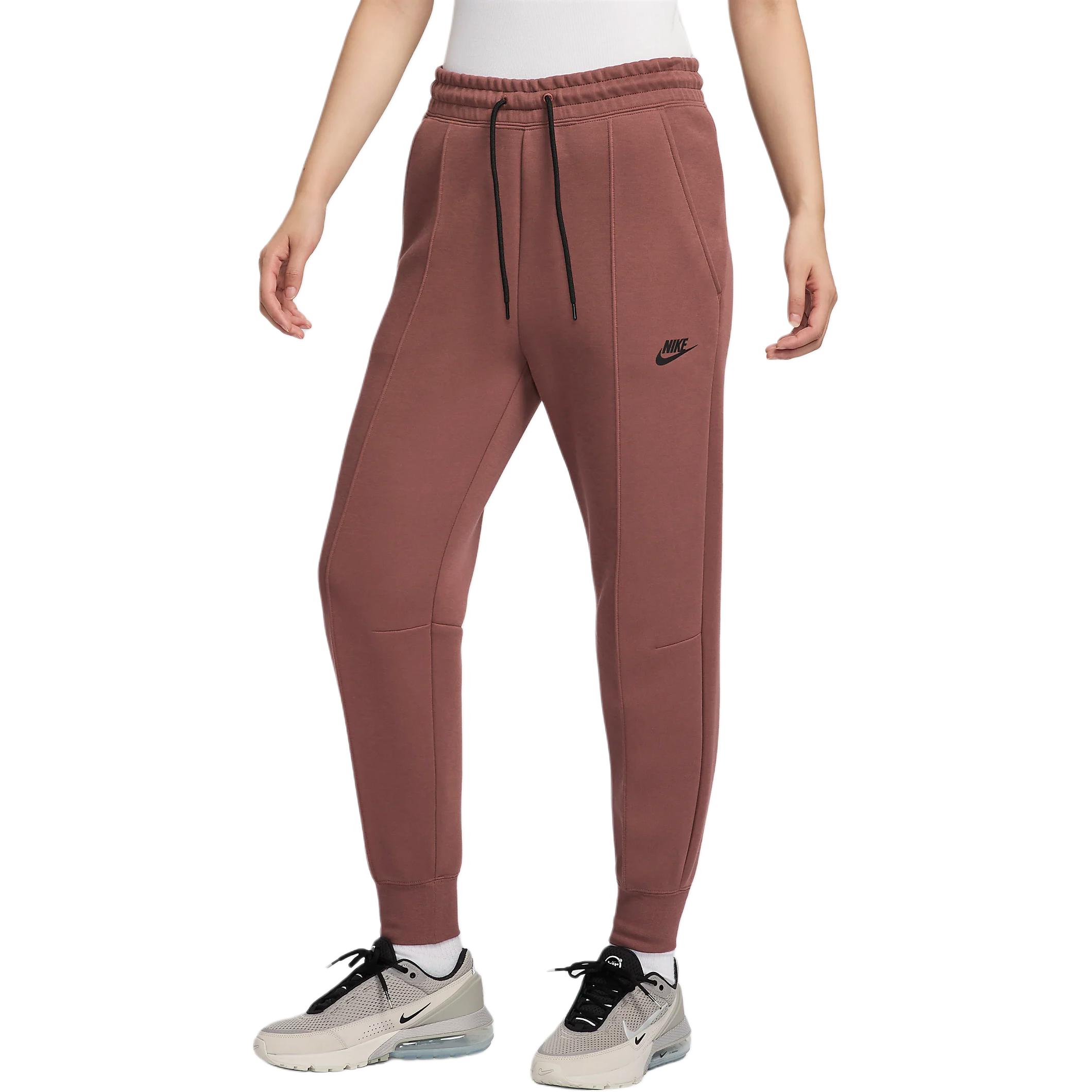 Вязаные спортивные штаны женские красно-коричневые Nike — фото 4