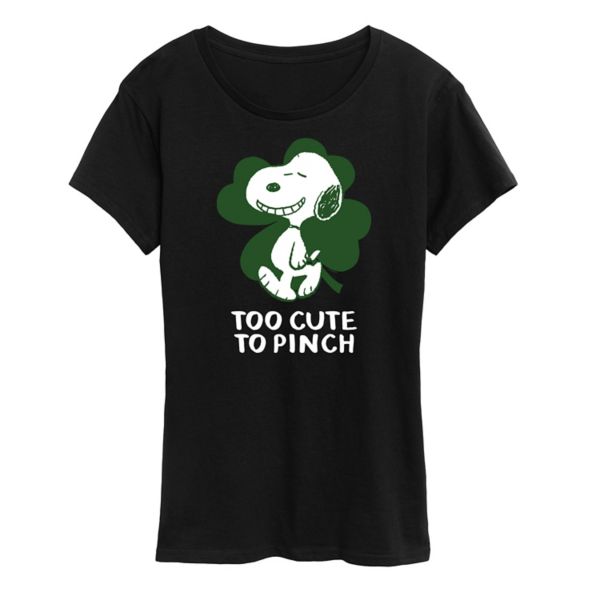 

Женская футболка с принтом «Peanuts Snoopy Too Cute To Pinch» Licensed Character, черный