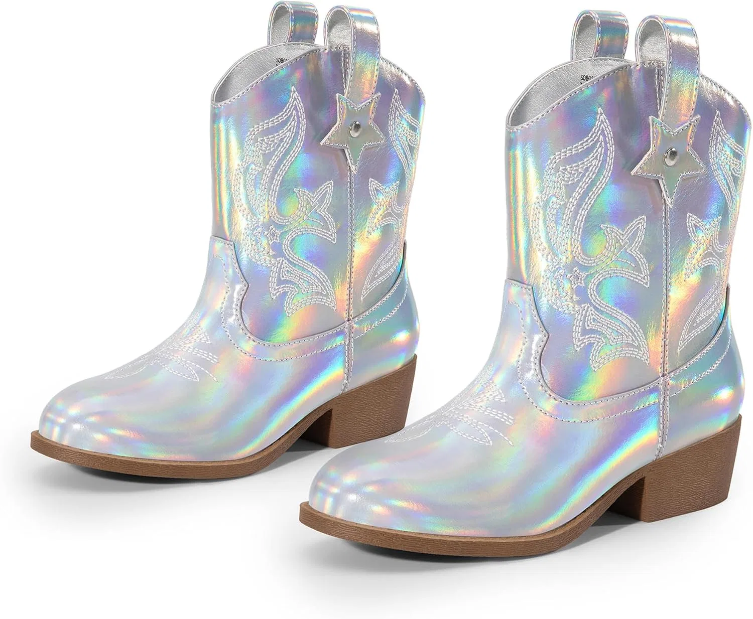 Детские сапоги для девочек с ковбойским стилем DREAM PAIRS, Silver — фото 3