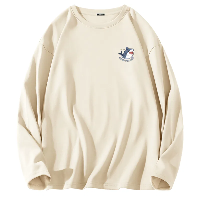 Детская футболка с принтом B Happy Shark Chest Logo MINISO, Light Beige