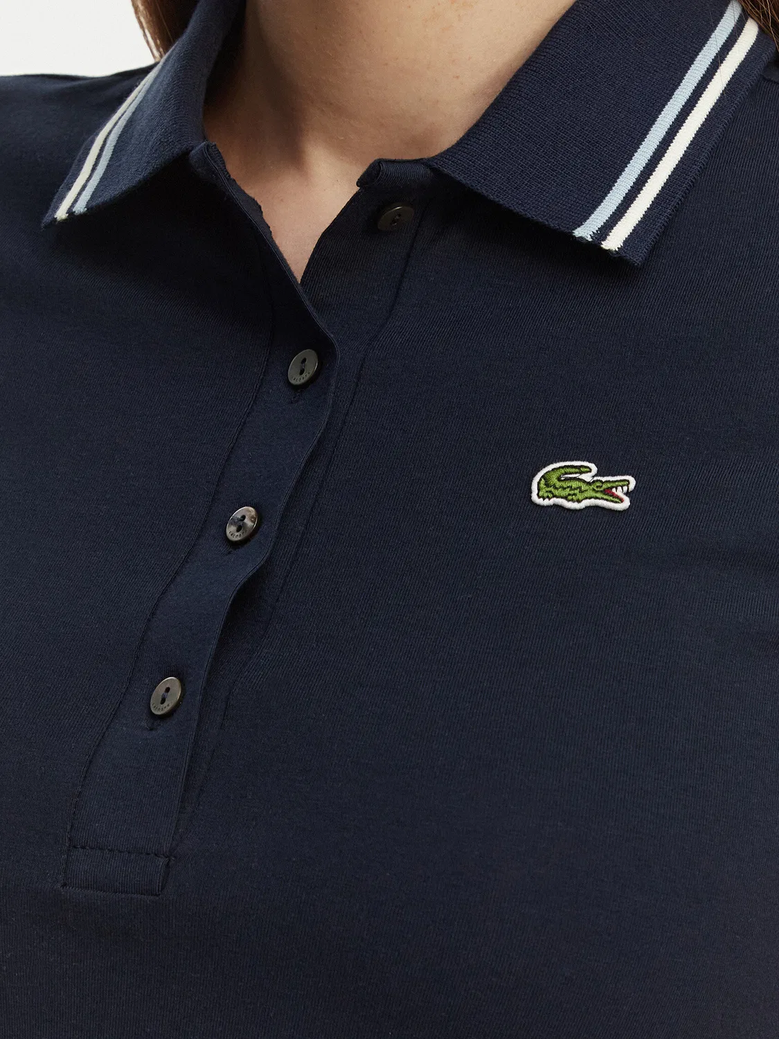 Женское поло приталенного кроя Lacoste, темно-синий — фото 4