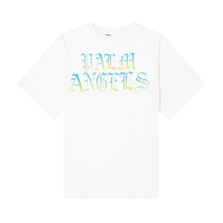 Футболка Palm Angels Hue Gothic Logo Over T-Shirt 'White/Multicolor', белый — фото 2