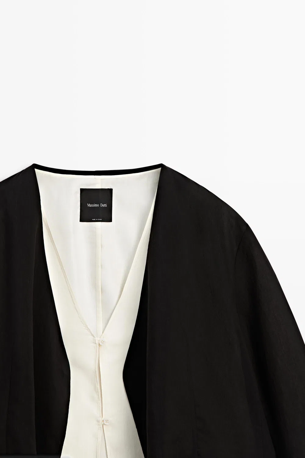 Пиджак Massimo Dutti, двусторонний, для создания законченного образа, черный — фото 4