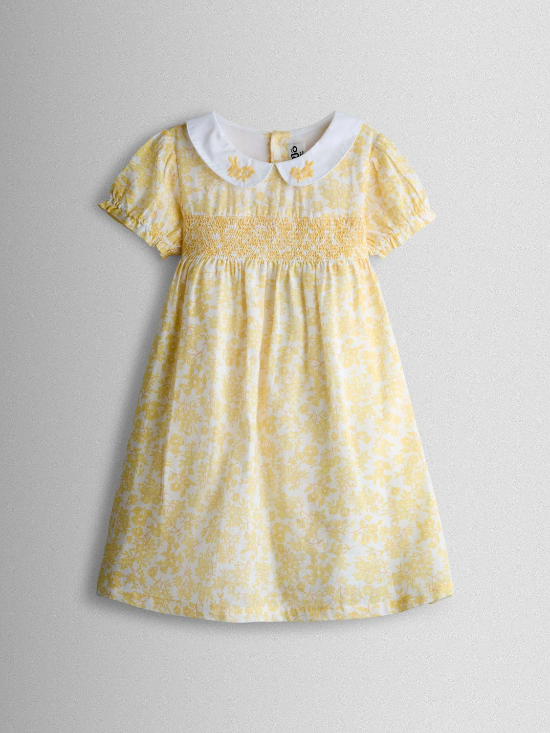 Платье с цветочным принтом, смокинг, Garden Floral Jojo Maman Bébé, желтый — фото 2