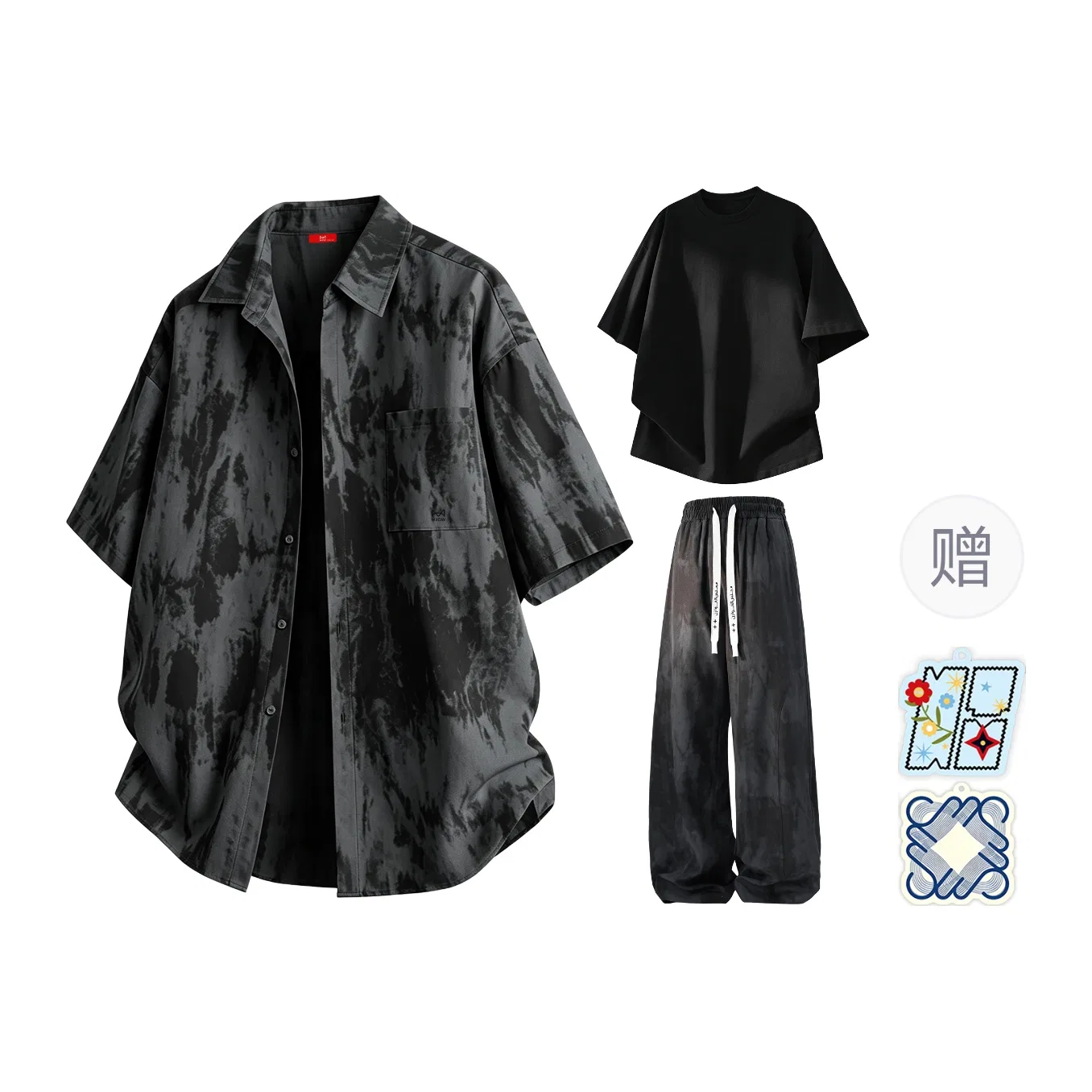Детский комплект футболок с принтом Black Set of 3 MIIOW