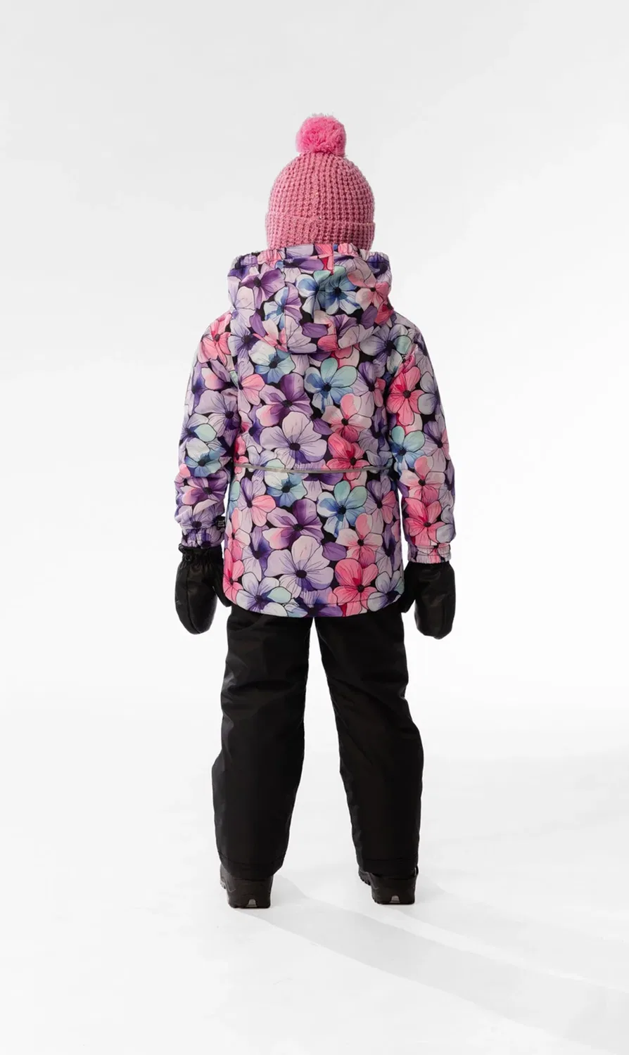 Детский комбинезон для девочек утепленный с принтом Deux par Deux, Purple Floral Print — фото 3