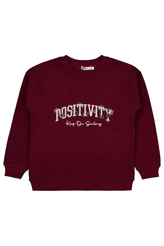 Детские свитшот для мальчиков с принтом Positive Printed Civil Girls, Burgundy