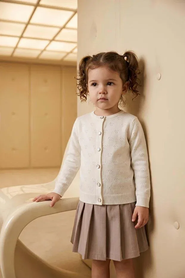 Детский вязаный кардиган с принтом Stamp Pattern Trend Baby Kids, White