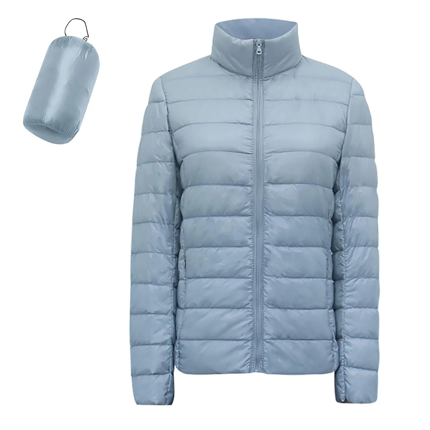 Женская стеганая куртка oversize с воротником-стойкой Y2K, Azzurro — фото 3