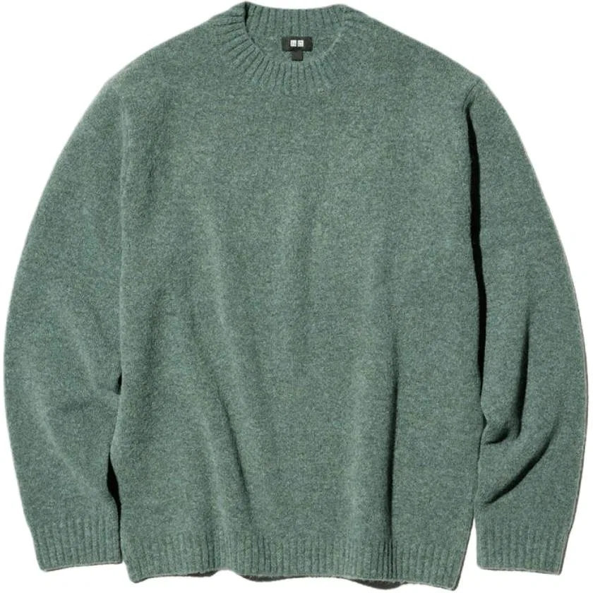 Мужской джемпер с круглым вырезом Grass Green UNIQLO