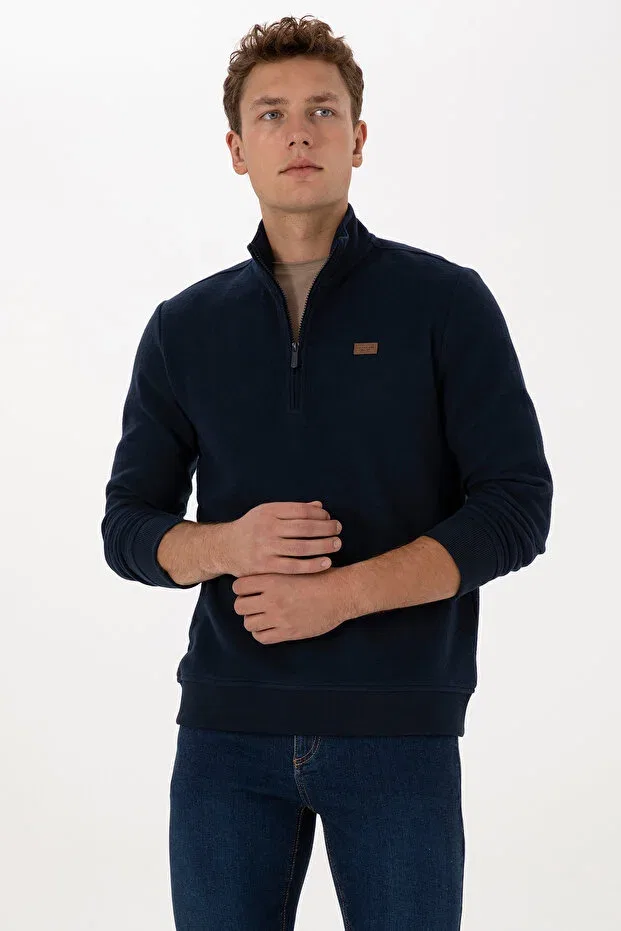 Мужские свитшот с воротником-поло на молнии U.S. Polo Assn., Navy Blue