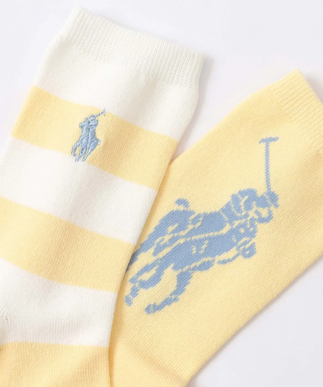 Детские носки 2 пары с принтом Candy Shop Stripe & Big Polo Player POLO RALPH LAUREN, Сакс Блю — фото 2