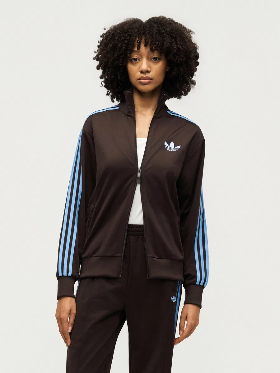 Худи на молнии ADIDAS ORIGINALS темно-коричневого цвета — фото 2
