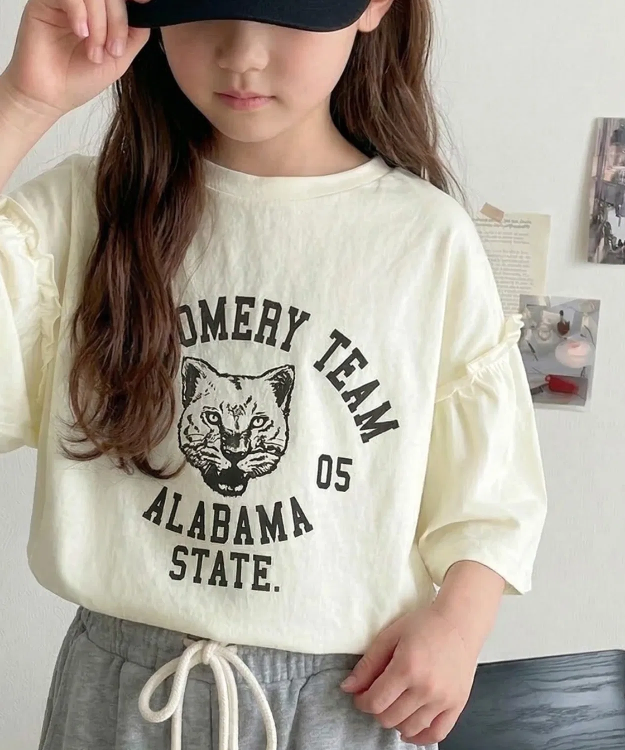Детская футболка с принтом и фриллами, модель College Pigment, classicalelf, Off White — фото 2