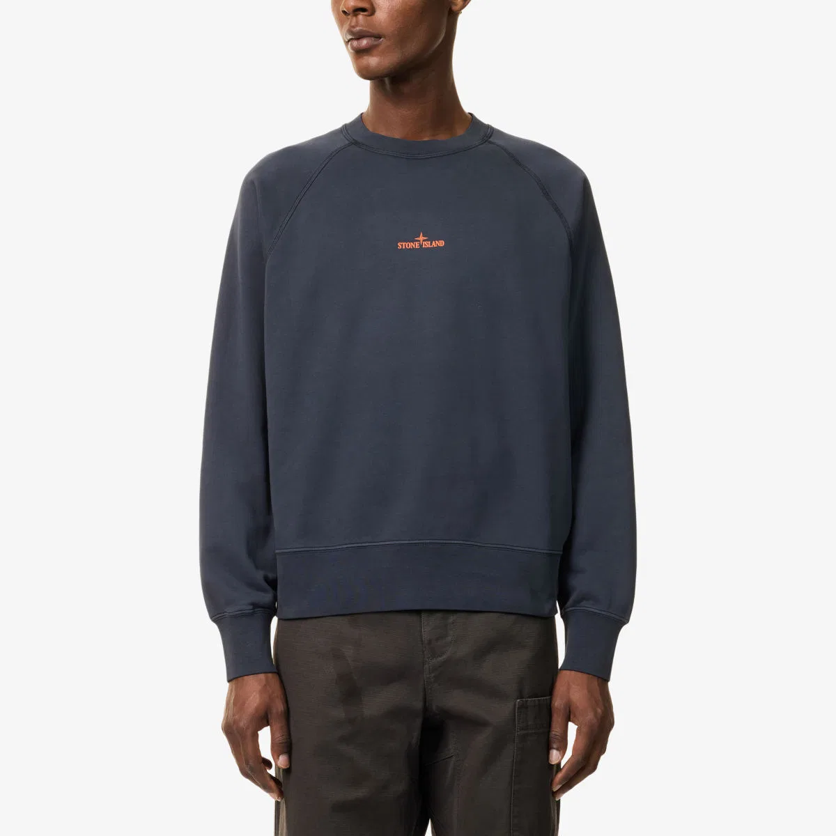 Толстовка из хлопкового трикотажа с логотипом компаса в виде брызг краски Stone Island, темно-синий — фото 3