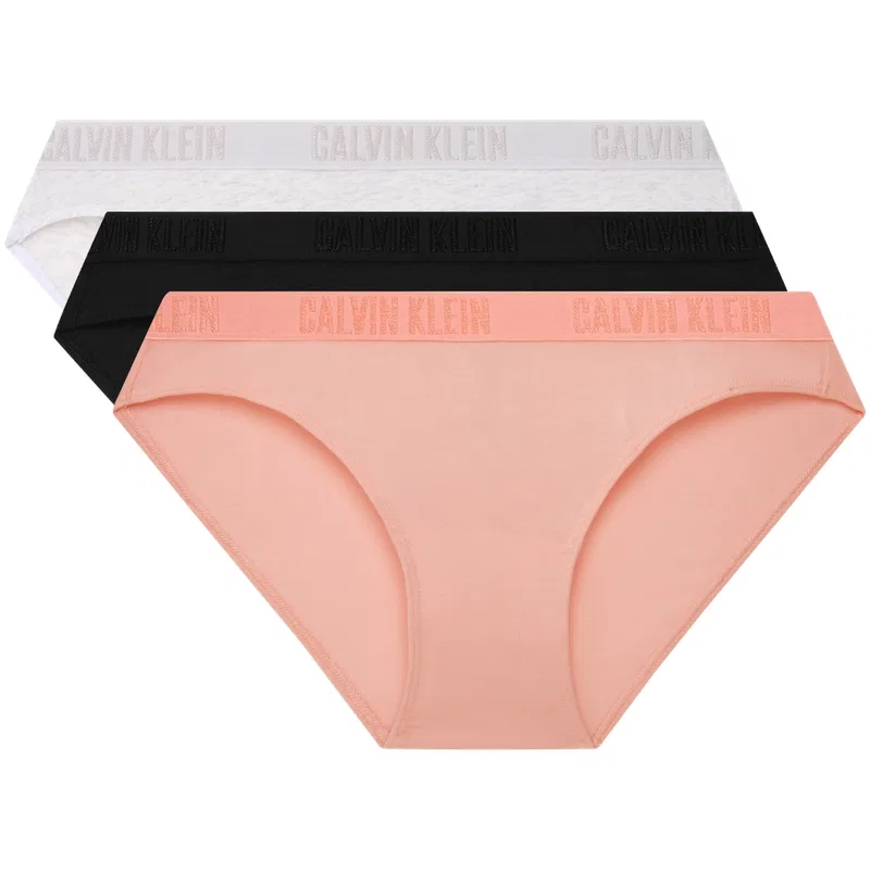 Женские трусы комплект из 3 штук Calvin Klein, Black/Coconut Gray/Spring Plum Red