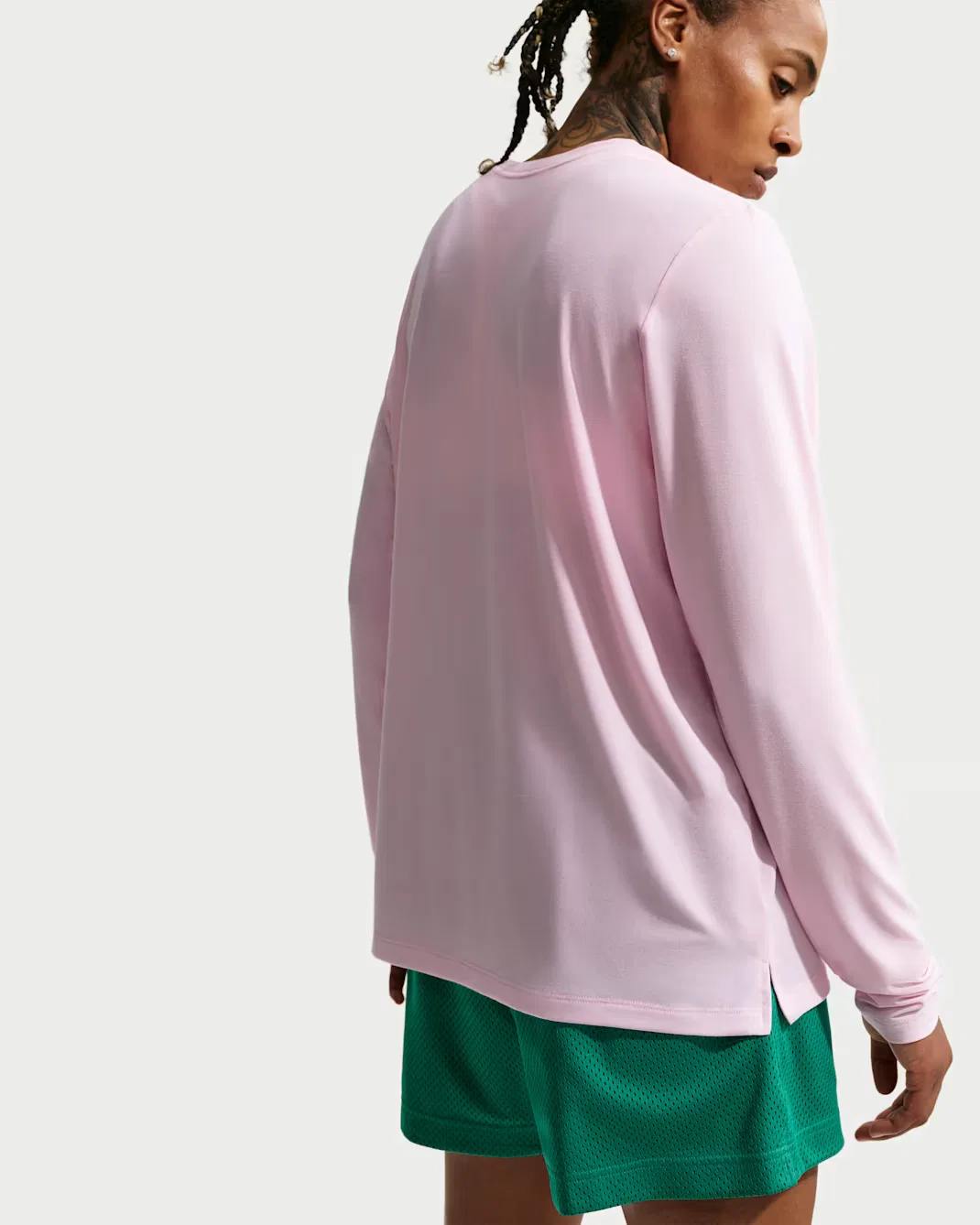 Женская баскетбольная футболка с длинными рукавами Dri-FIT Nike, Pink Foam/White — фото 2