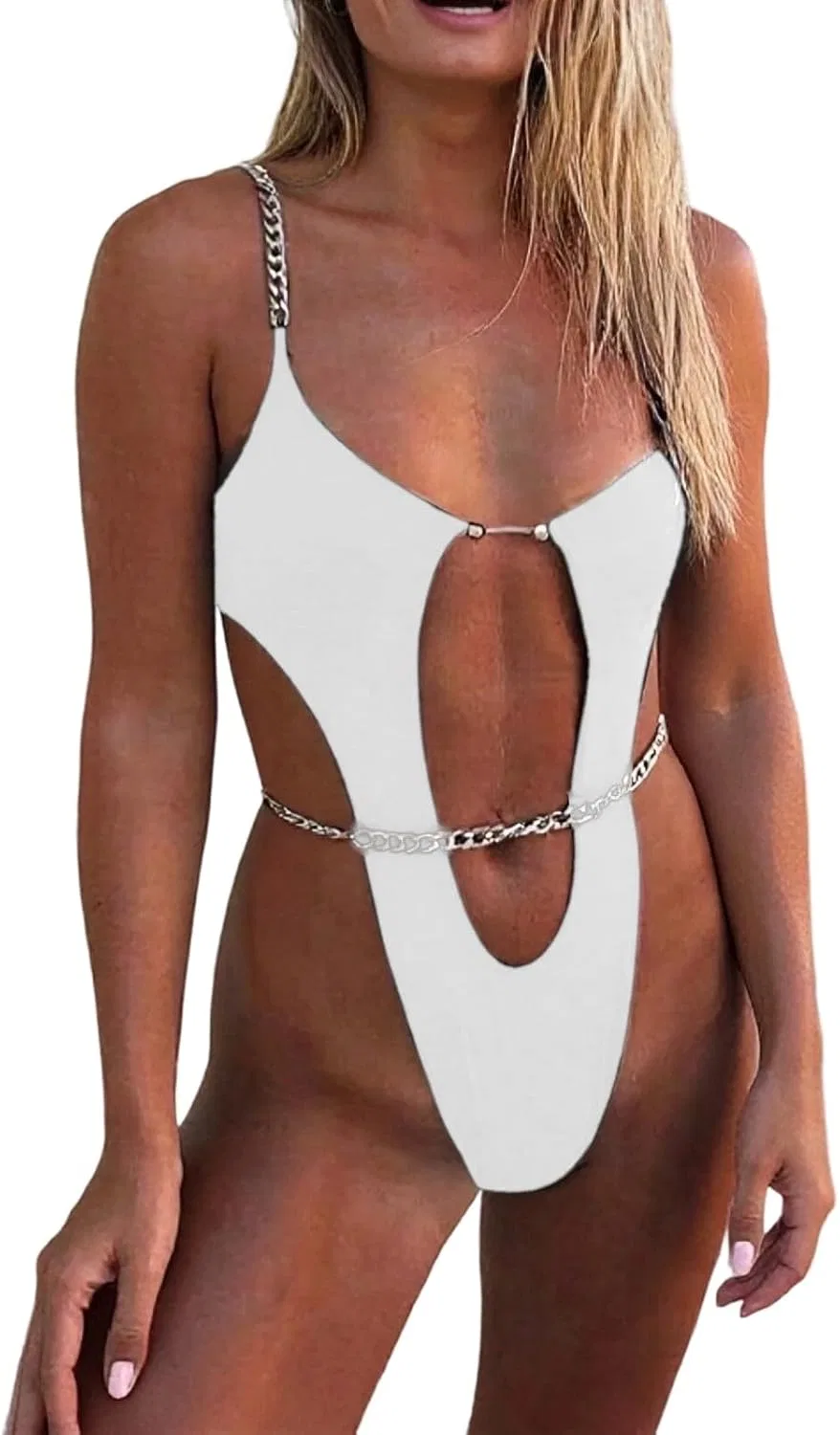 Женский цельный купальник с вырезами Cut Out One Piece Swimsuit, White