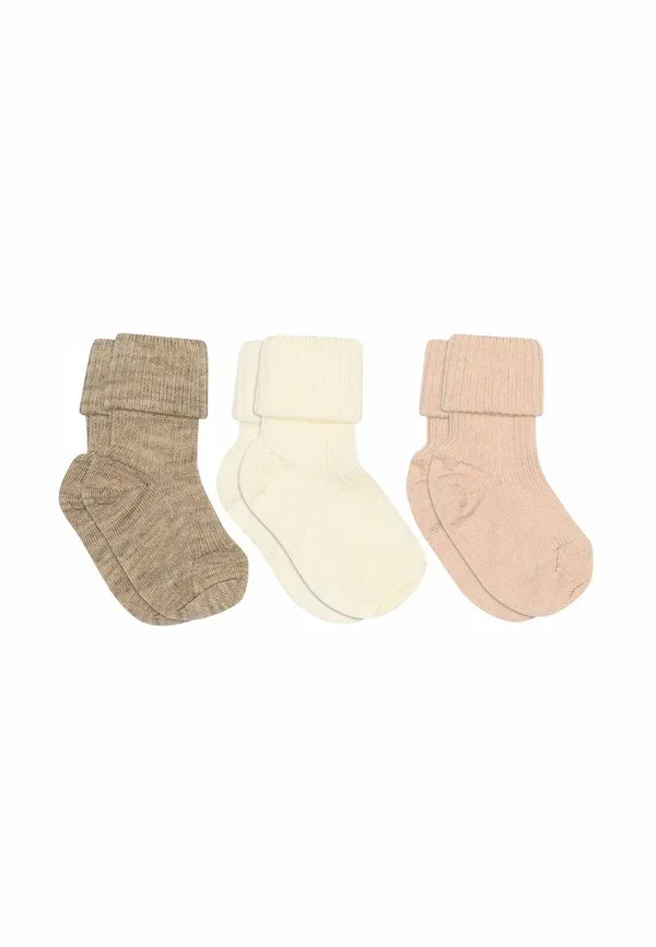 Носки 3-пак из шерсти Mp Denmark Light Brown Melange, светло-коричневый
