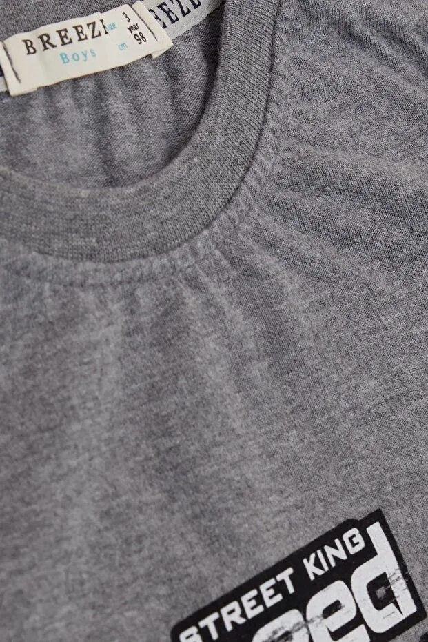 Детская футболка для мальчиков с принтом Ghost Car Print Breeze, Dark Gray Melange — фото 3
