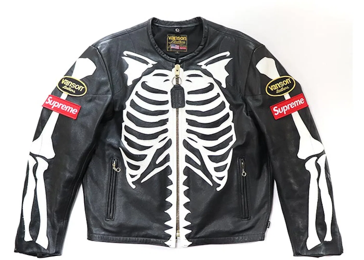 Мужская кожаная куртка с принтом Bones Supreme