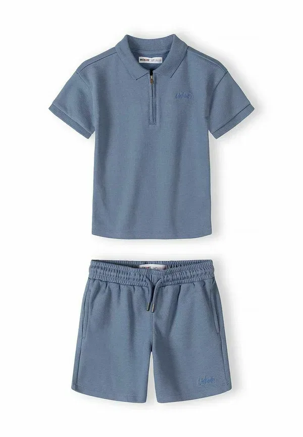 Костюм с молнией из пике, хлопок, Set with zip collar - tracksuit bottoms, Minoti, синий — фото 2