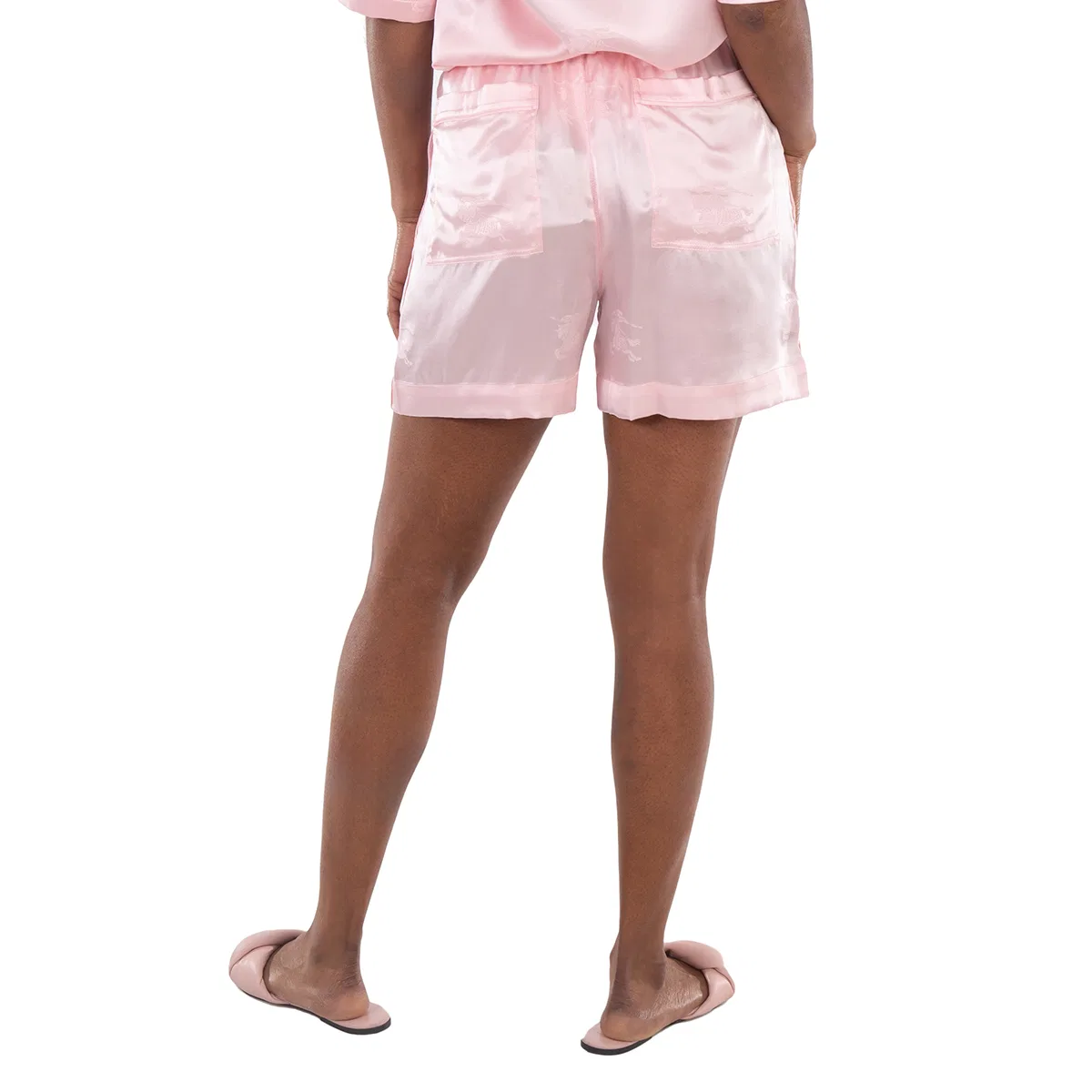 Шорты с высокой посадкой из жаккардового шелка High Rise Jacquard Silk Shorts Burberry, Soft Blossom — фото 3