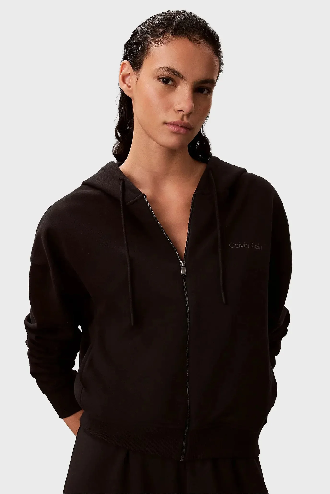 Толстовка Calvin Klein Full Zip Sweat Hoodie, черный