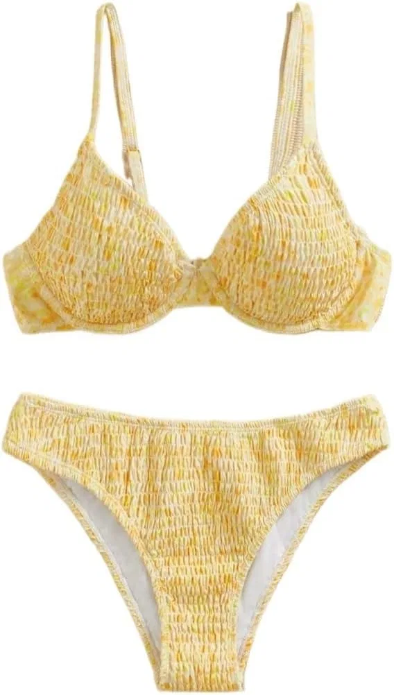 Женский бикини-комплект с завышенной талией Spaghetti Strap, Yellow