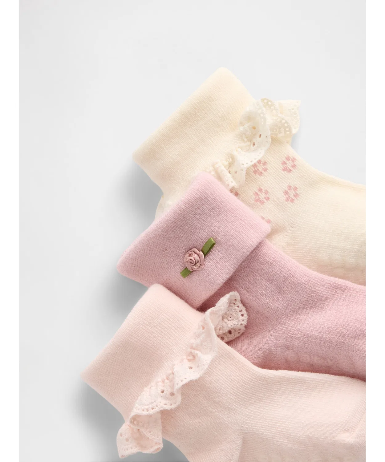 Детские носки с отворотом, комплект из 3 пар, Fold Over Socks GAP, Pink — фото 2