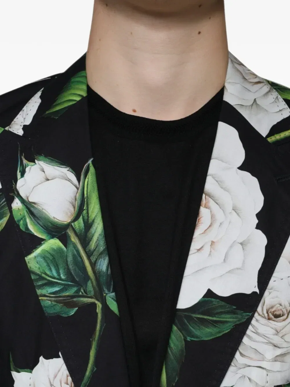 Костюм из хлопка с принтом роз DOLCE & GABBANA, черный — фото 4