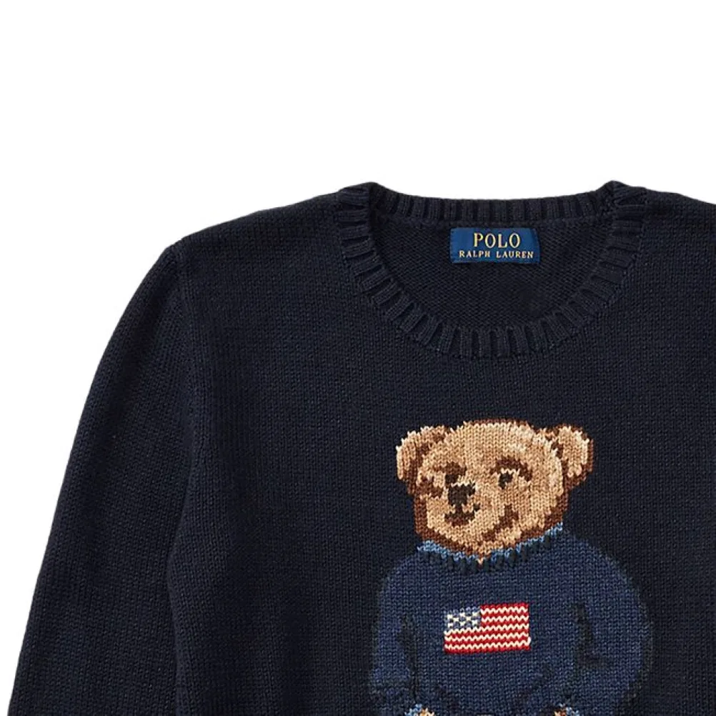 Детский свитер с принтом Polo Bear Polo Ralph Lauren, Marine Blue — фото 4