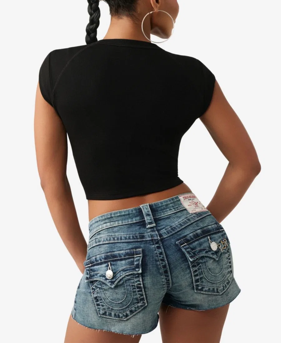 Футболка с вырезом-качели и принтом Buddha Urban Notched Baby True Religion, Jet Black — фото 4