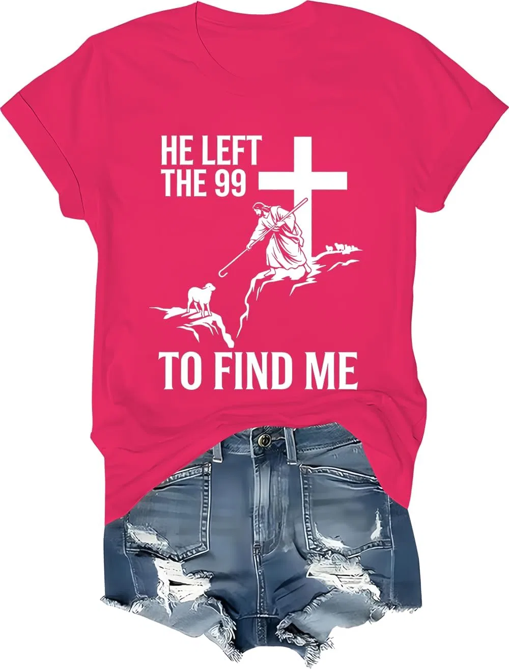 Женская футболка с принтом He Left The 99 to Find Me, Rose Red
