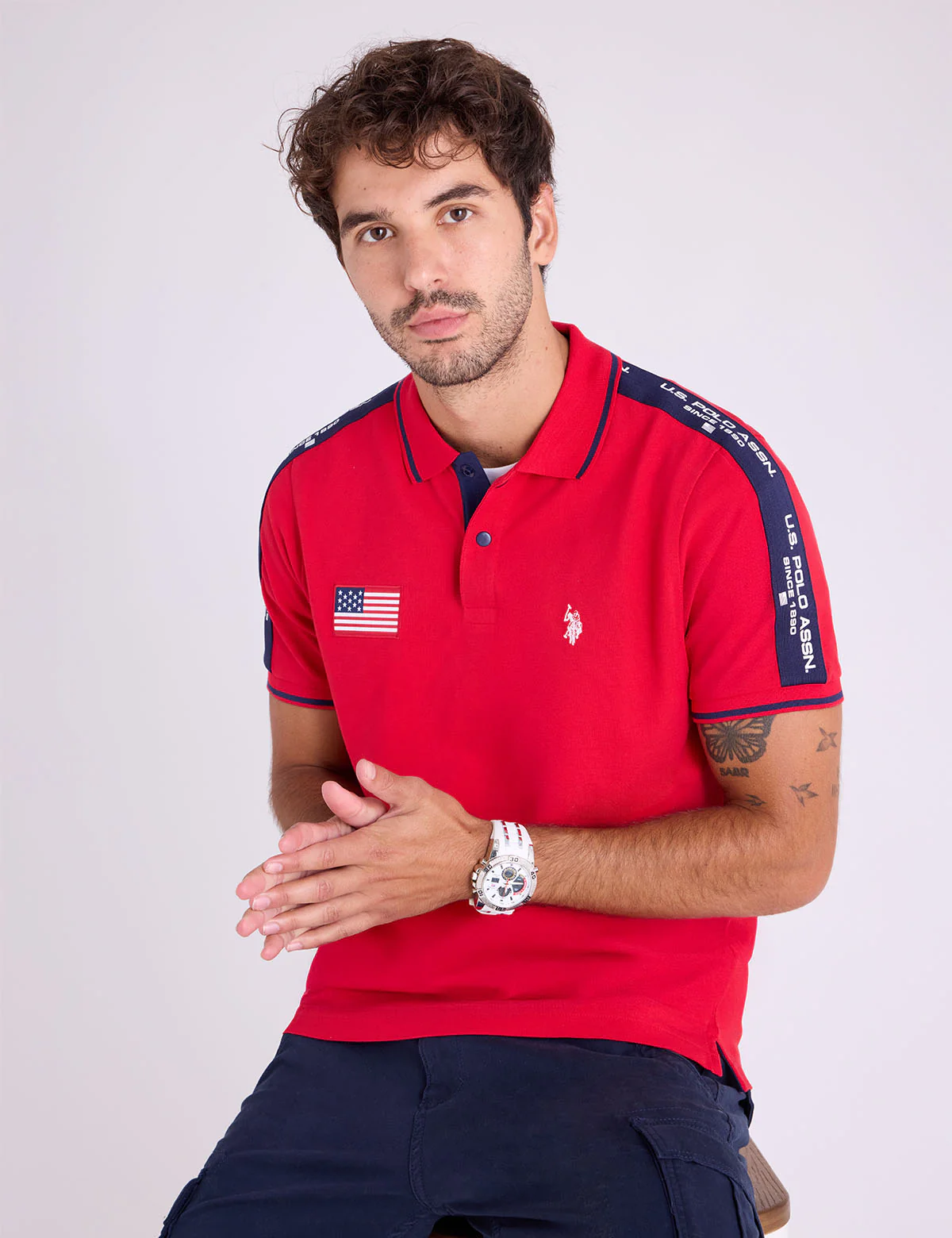 

Футболка-поло U.S. Polo Assn Tricot Shoulder Pique, красный