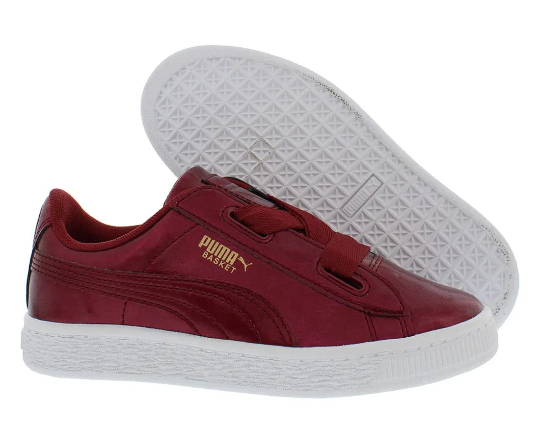 Детские кроссовки для девочек с принтом PUMA Suede Heart Kids, Girls 0-24, Rosso Tibetano — фото 2
