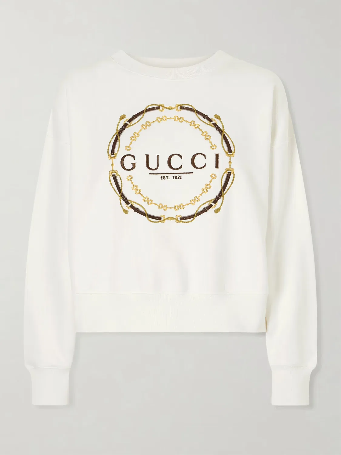 Толстовка Gucci с вышивкой и принтом, из хлопкового трикотажа, белый