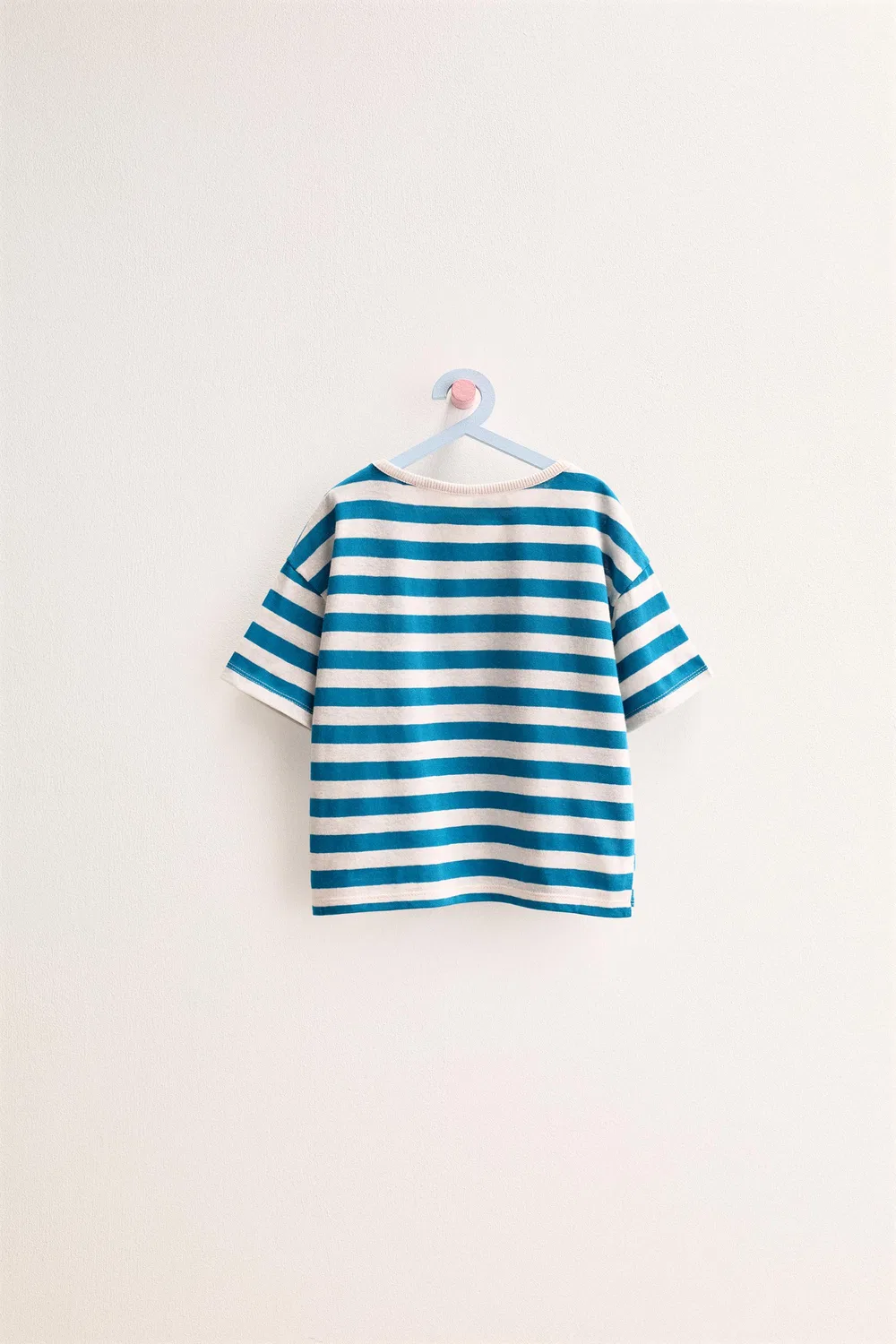 Футболка Zara Timeless из хлопка и льна в полоску, Turquoise — фото 2