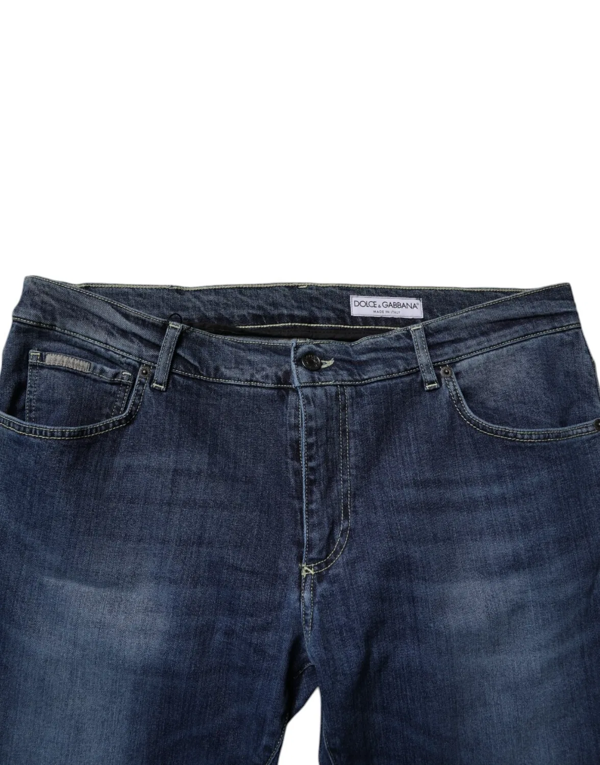 Мужские джинсы скинни с логотипом Blue Washed Cotton Stretch Skinny Denim Dolce & Gabbana, Blue — фото 4