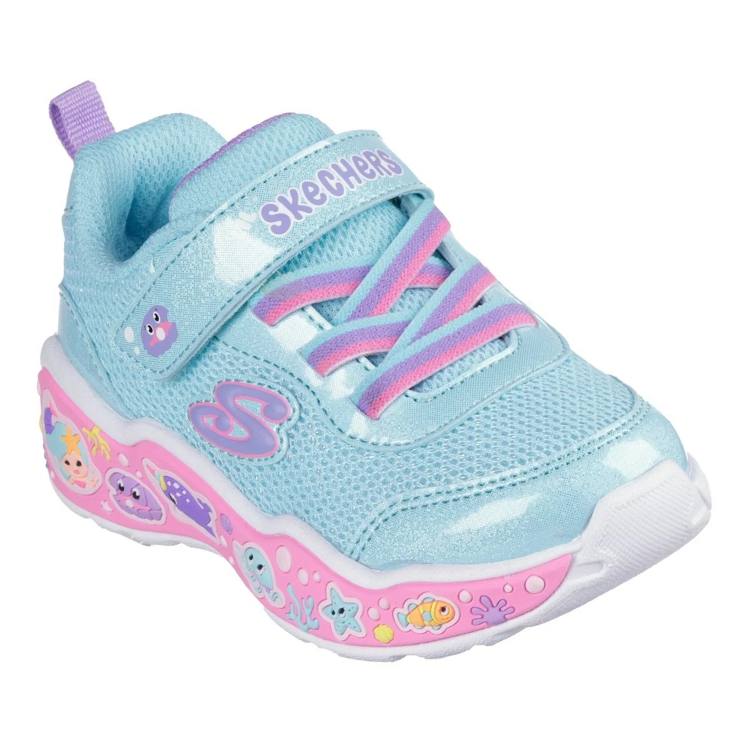 Детские кроссовки для первых шагов с рисунками Skechers, Turquoise Multi