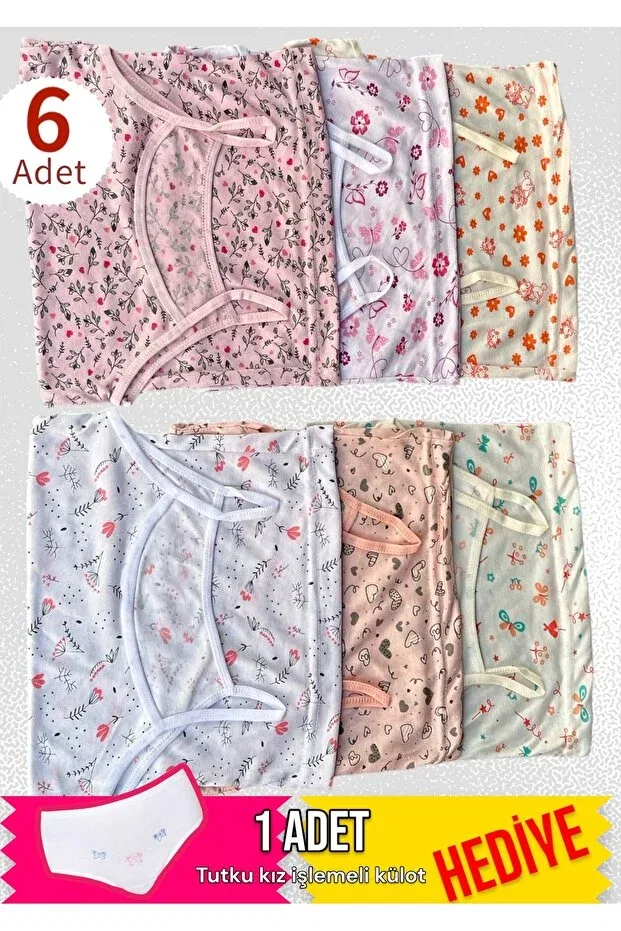 Детское для девочек нижнее белье с принтом 6-штучный набор Tutku girls' underwear with gift Katmirra, Patterned