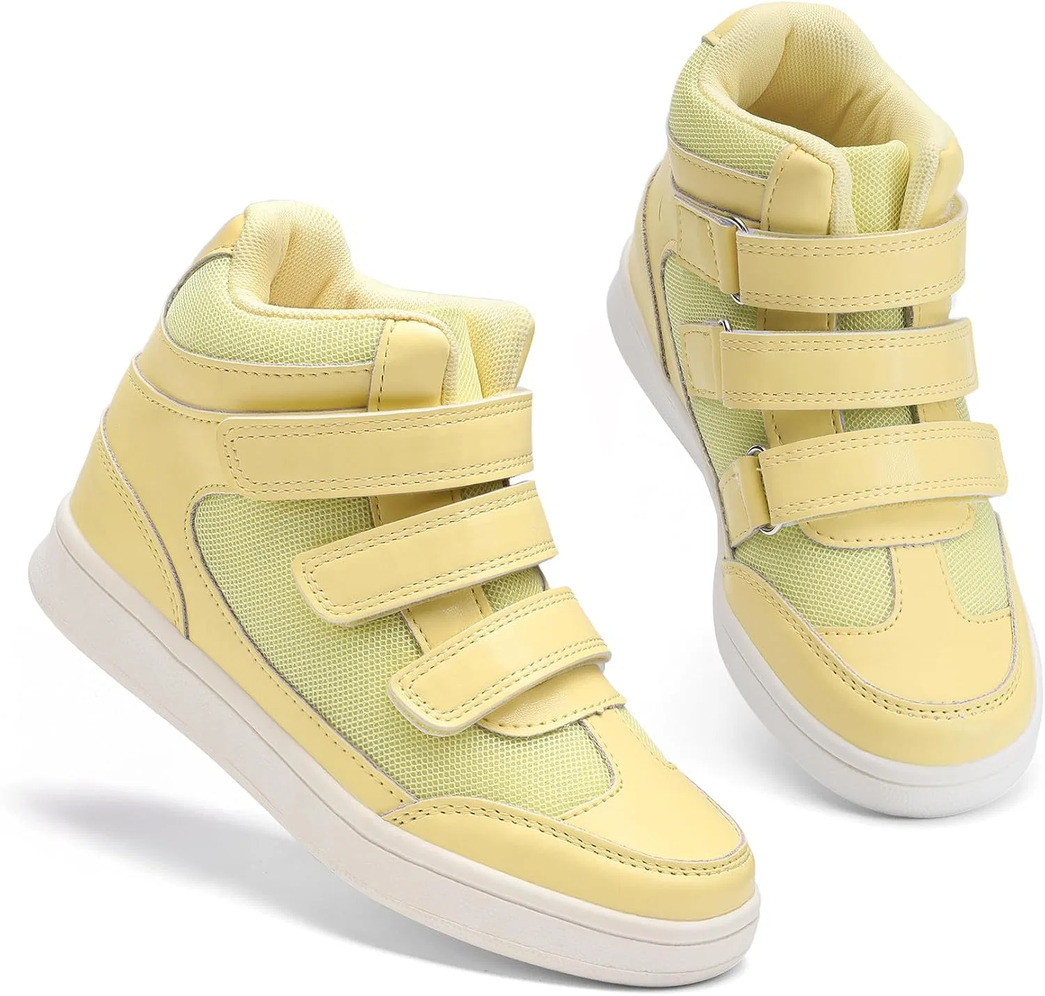 Детские кроссовки для девочек и мальчиков с подсветкой FabKids, Yellow High Top Hook — фото 3