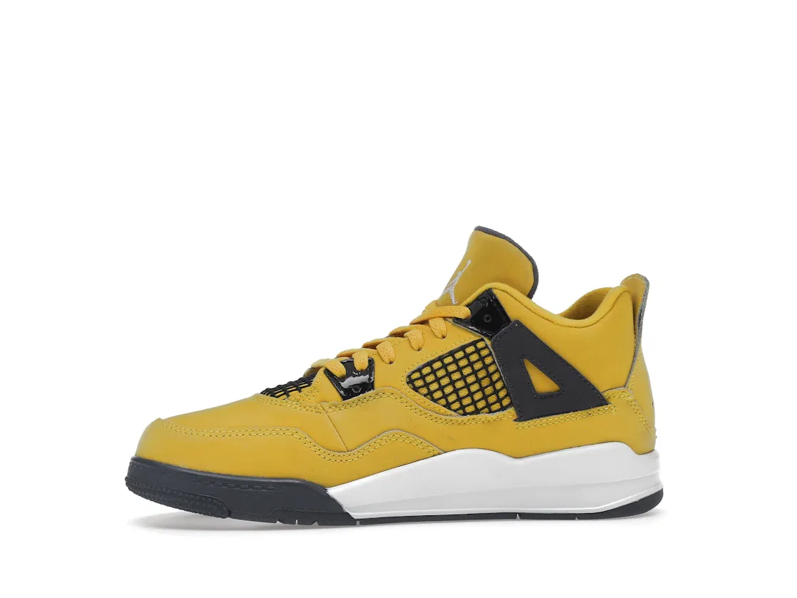 Детские кроссовки Lifestyle с верхом из нубука и сетки Jordan 4 Retro, Tour Yellow/White-Dark Blue Grey — фото 3