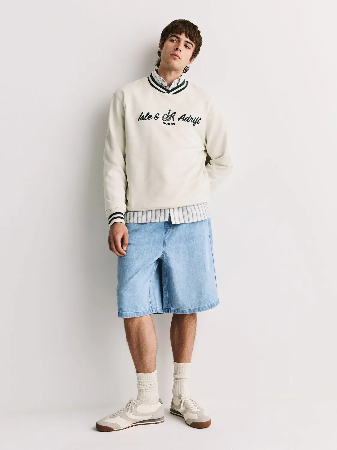Шорты джинсовые Baggy Denim Linen Blend Jort Next, синие — фото 2