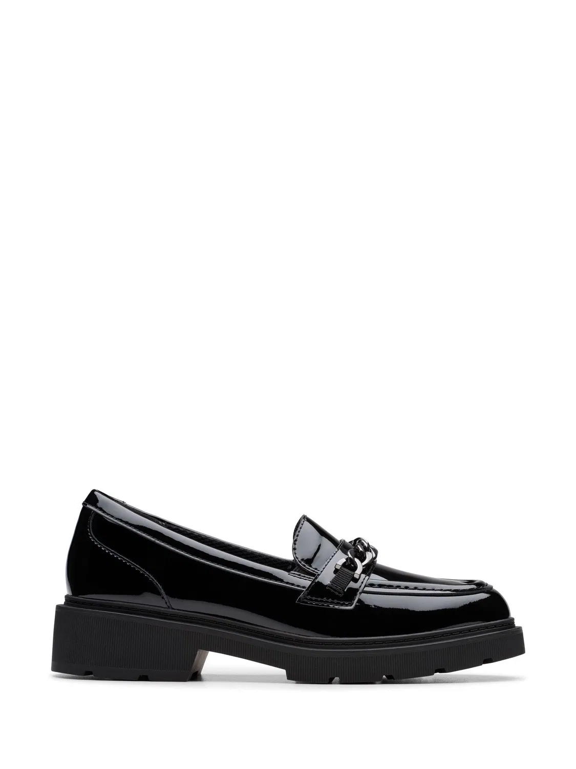 Туфли лоферы Clarks Eris Edge Y, черные патентные, для девочек