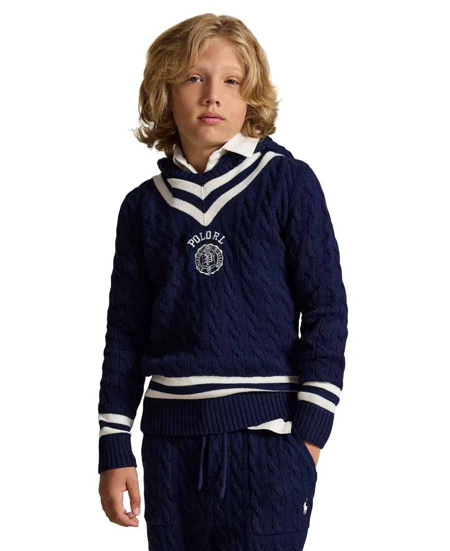 Свитер с капюшоном Boys' 8-20 Hooded Cricket Sweater Polo Ralph Lauren, Refined Navy