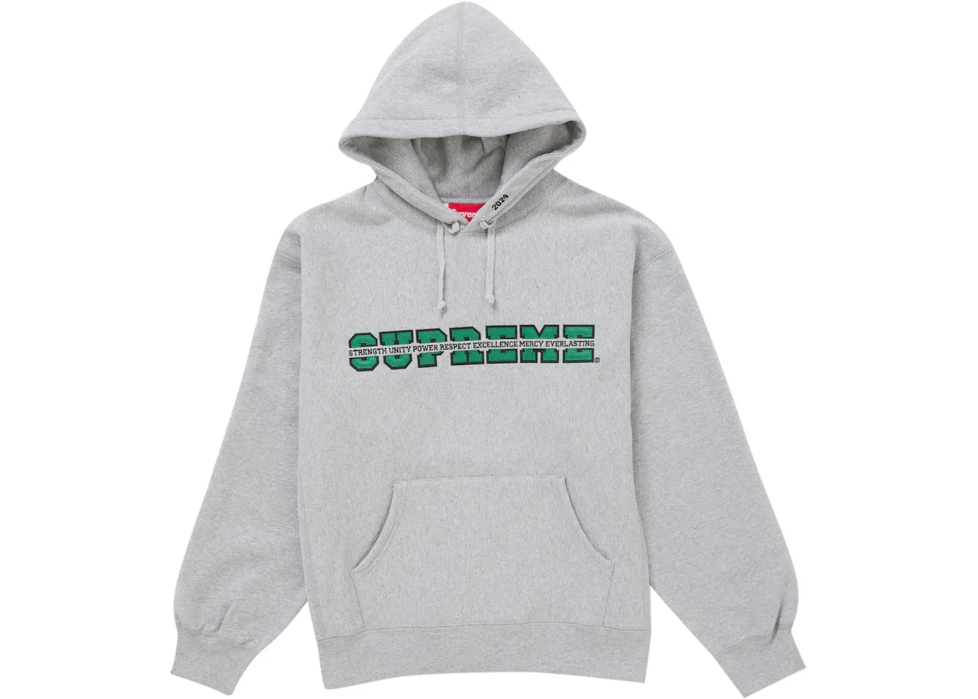 Мужская худи с капюшоном с принтом Supreme Collegiate Acronym, Heather Grey